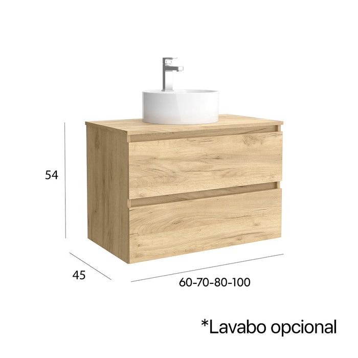 SALGAR BEQUIA Mueble de Baño con Tapa Encimera Color Roble África