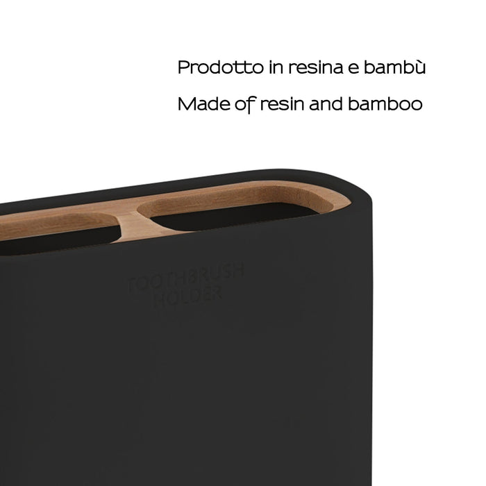 GEDY 13981400000 NINFEA Toothbrush Holder Black-Bamboo