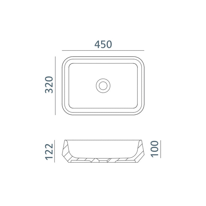 ACQUABELLA 53022961 VENET RECTANGLE Sink Above Counter Matte White