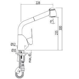 TRES 03944401 BM-TRES Grifo Fregadero Vertical con Ducha Extraíble
