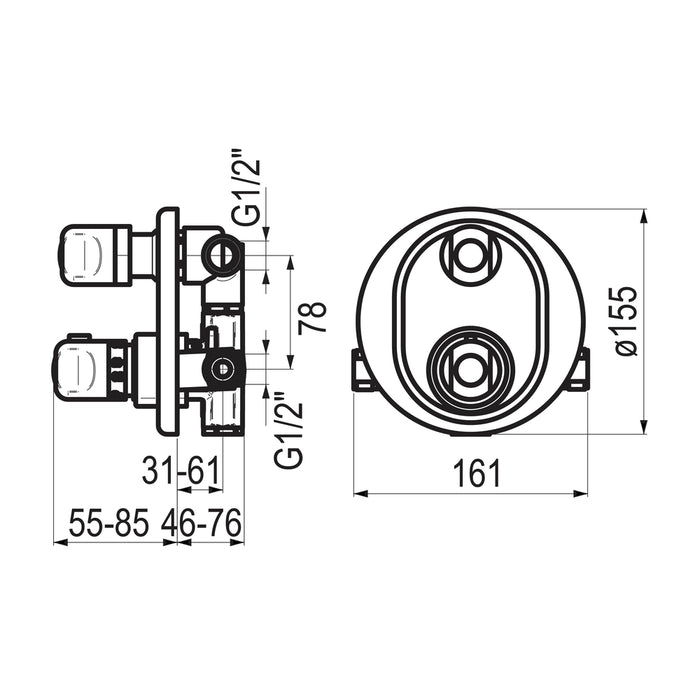 PRESTO 70047400 Atlantis mecanismo ducha 2 vías Cromo