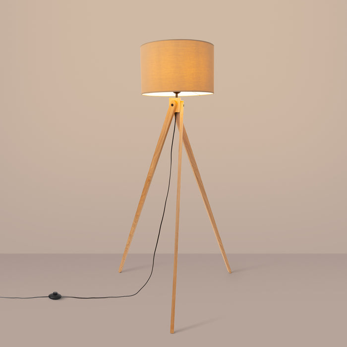 SOLLUX SL.1905 Lámpara de pie NATT beige color topo/madera natural