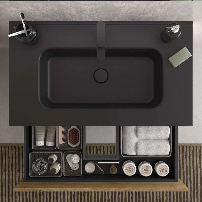 SALGAR BEQUIA Mueble Con Lavabo Constanza Negro Roble