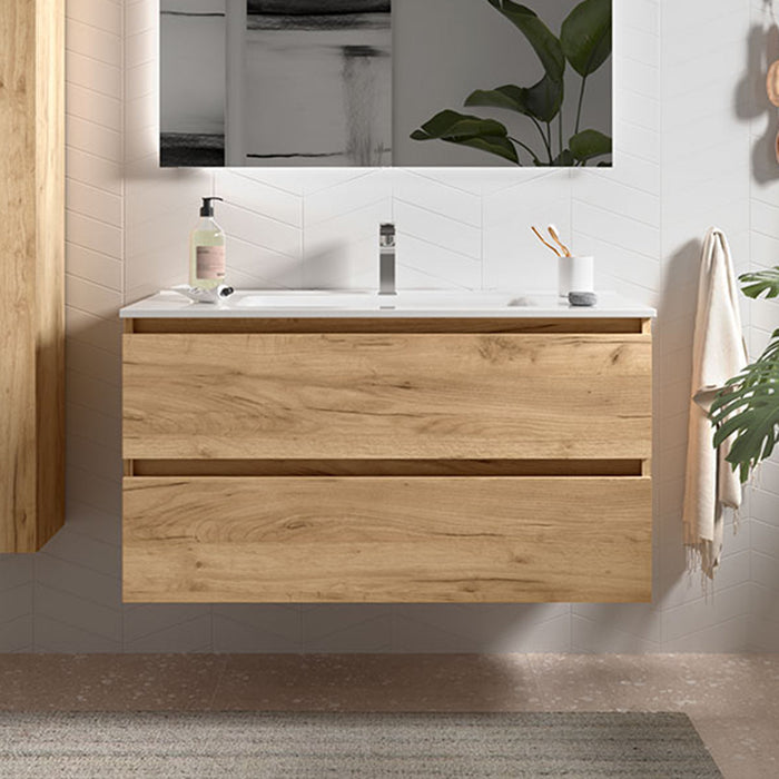 SALGAR BEQUIA Mueble de Baño con Lavabo Color Roble África