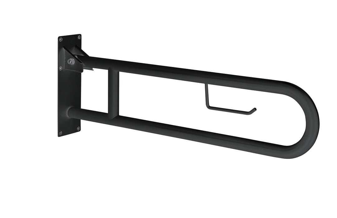 GEDY 56583800000 SNUG Soporte de apoyo abatible 80 cm con portarrollo cepillado