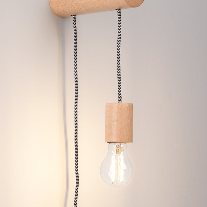 SOLLUX SL.1644 Aplique NIMBI E27 con interruptor madera natural/blanco/negro
