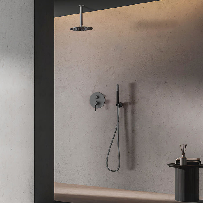 OXEN 157994 ZÚÑIGA Grifo Empotrado Ducha Monomando Techo Redondo Gun Metal Latón