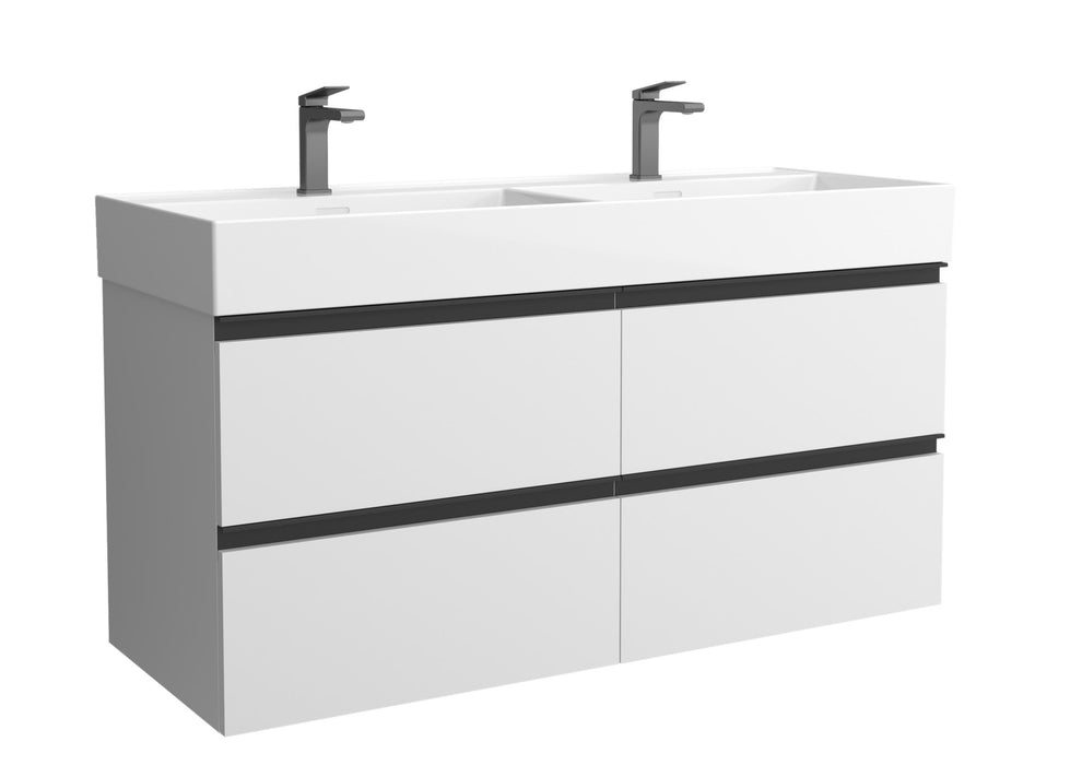 SALGAR 115940 BEQUIA METAL Mueble de Baño 2 pozas Porcelana 120cm Blanco Mate