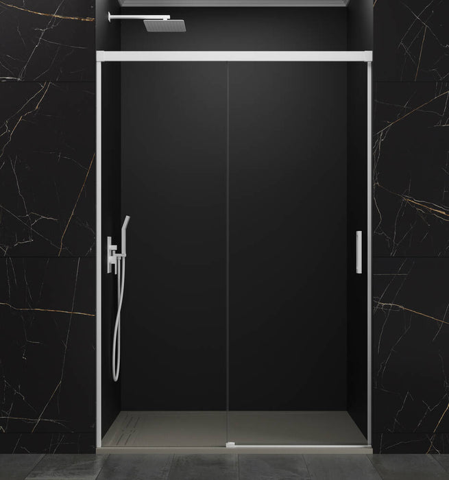 GME BASIC Mampara Frontal Ducha Corredera 1F+1C Blanca Vidrio Transparente