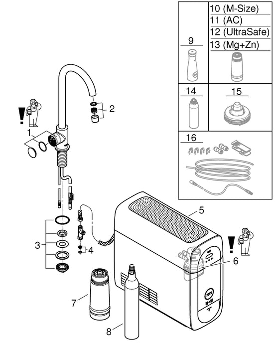 GROHE 31 498 001 BLUE Home Starter Kit con grifo Mono caño en C cromo