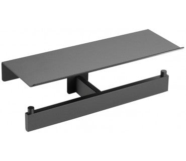 MEDICLINICS AI2006B HARMONÍA Portarrollos Doble con Estante Negro Mate Papel Higiénico