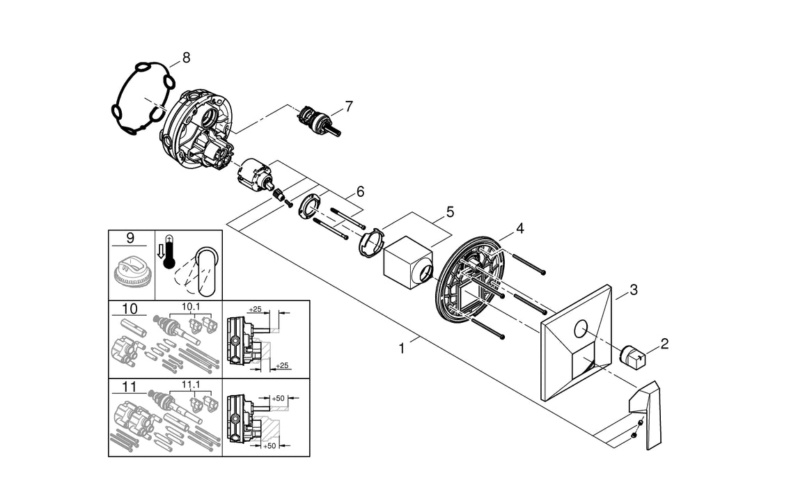 GROHE 27 849 003 TEMPESTA 110 Conjunto de ducha con soporte 3 chorros (Rain, Jet, Massage) Cromo