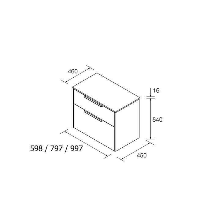 SALGAR LUVA Mueble de Baño con Tapa Encimera Color Gris Satinado Tirador Anodizado