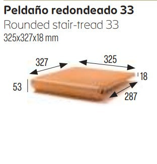GRES DE ARAGON 901051 NATURAL Peldaño Redondo 33 (Caja 6 Piezas)