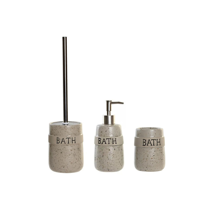 ARCOBAÑ FCESDOSVAGBE  Lote Escobillero + Dosificador/dispensador + Vaso Gres Beige Moteado