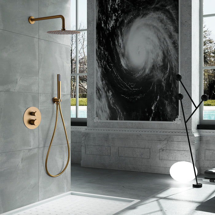 IMEX GTD038/OC LINE Conjunto De Ducha Empotrado Termostático Color Oro Cepillado