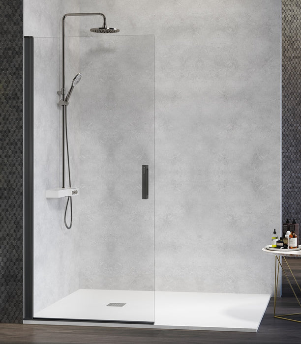 KASSANDRA NARDI Shower Screen Front Hinged Door Without Frame Matte Black Transparent Closure