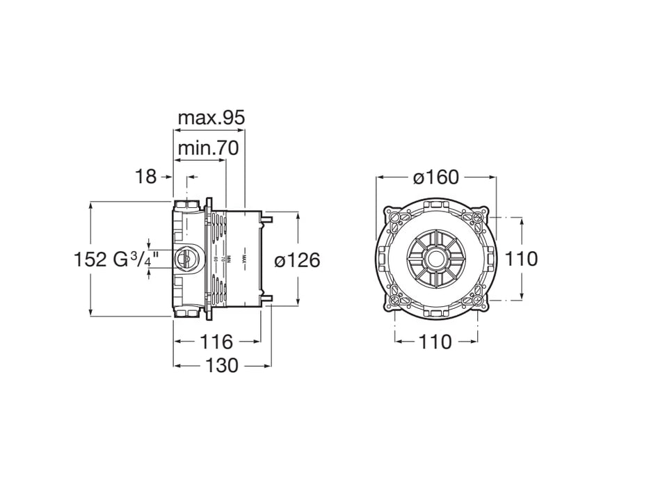 ROCA A5D1A09C00 T-1000 Pack Termostático Rocabox Round Cromo