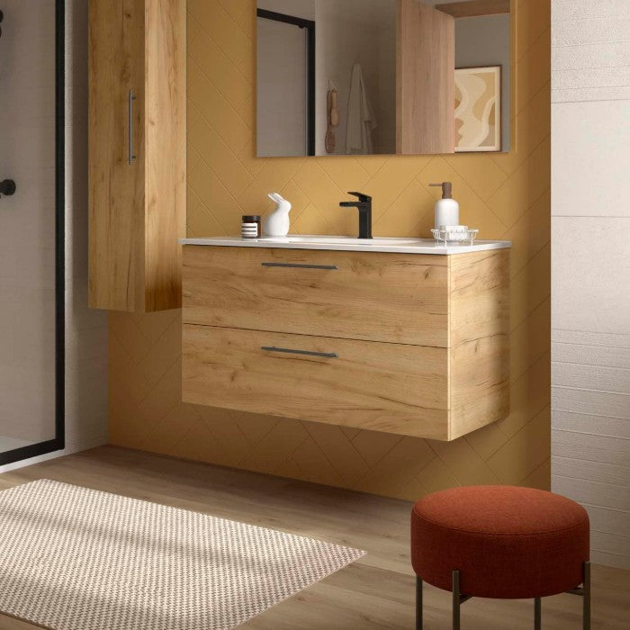 SALGAR SILANE Mueble+Lavabo Roble África Tirador Negro Mate