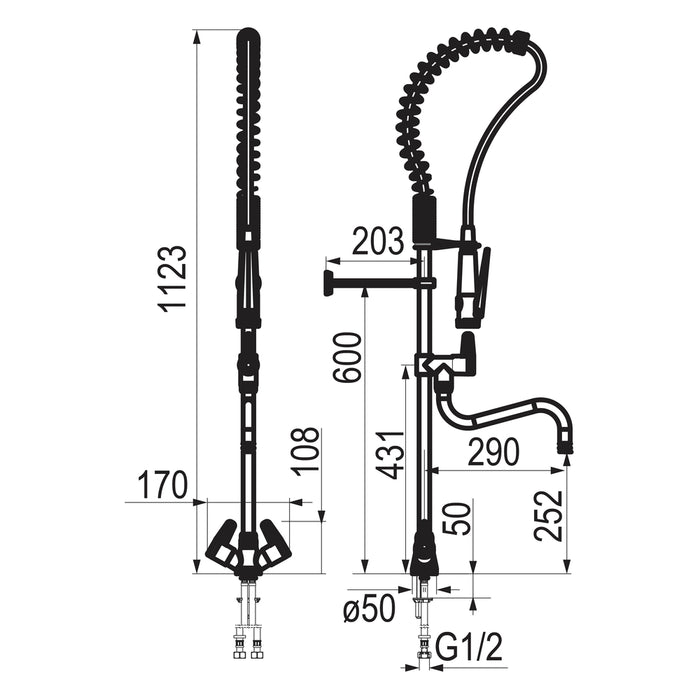 PRESTO 70820 Columna industrial mezcladora bimando Cromo