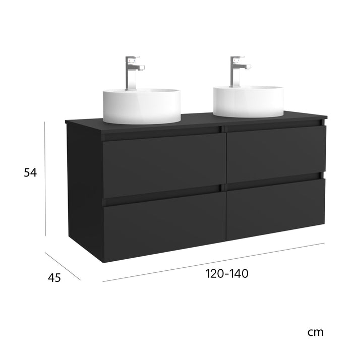 SALGAR BEQUIA Mueble de Baño con Tapa Encimera 4 cajones Color Negro Mate