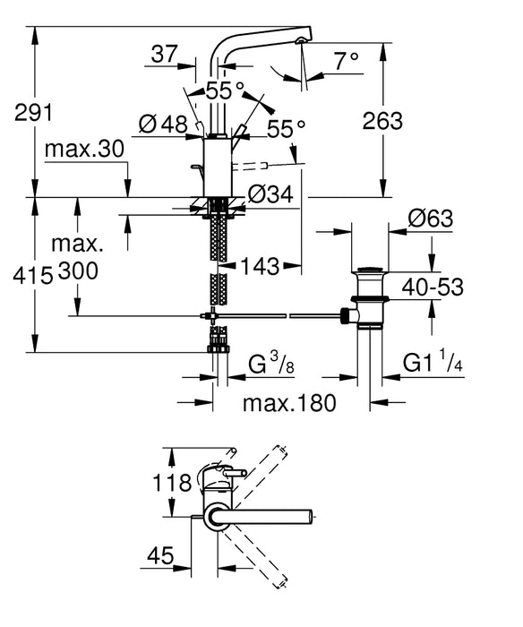 GROHE 23 739 002 Concetto Monomando de lavabo de 1/2" Tamaño L cromo
