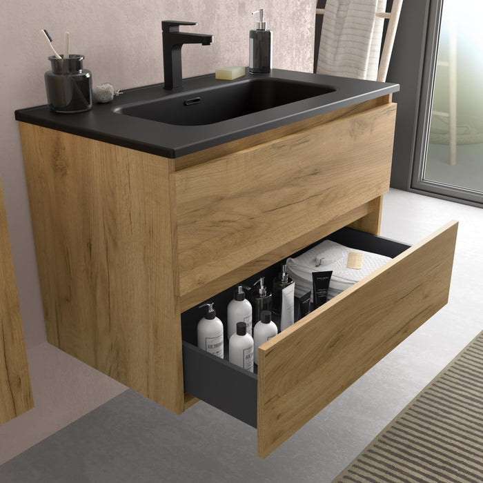 SALGAR BEQUIA Mueble Con Lavabo Constanza Negro Roble