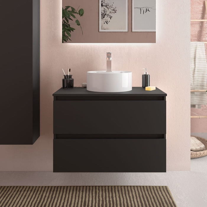 SALGAR BEQUIA Mueble de Baño con Tapa Encimera Color Negro Mate