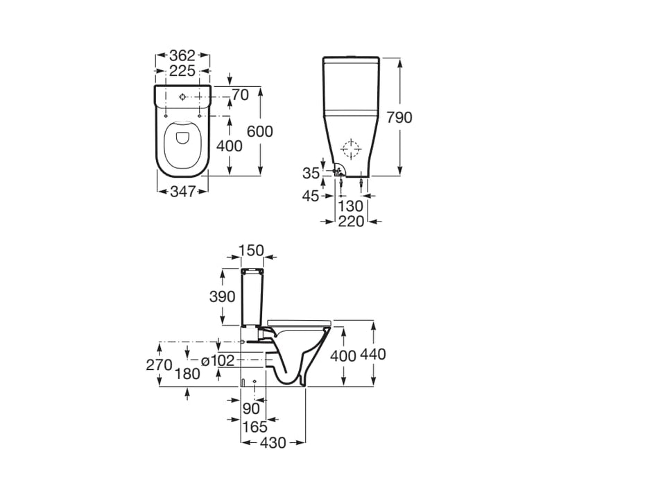 ROCA A34273A000 THE GAP SQUARE Rimless Cup Without Cistern Without Lid