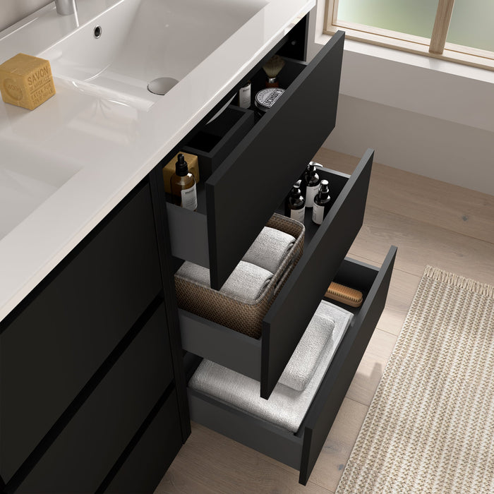 SALGAR NOJA Bathroom Furniture with Sink 3 Drawers Matte Black Color