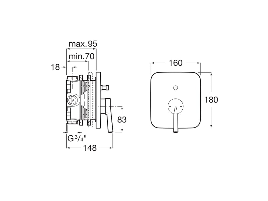 ROCA A5A0B6DC00 PALS Grifo Monomando Empotrable para Baño o Ducha Cromo