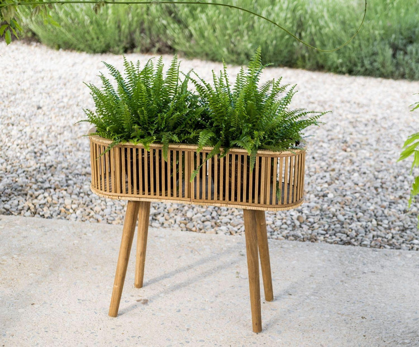 ANDREA HOUSE AX71040 Macetero Pie Bambú/Ratán 68x22x59,5 CM