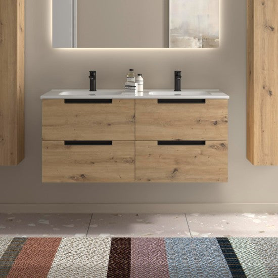 SALGAR 121982 LENI Mueble+Lavabo IBON 2 Senos 120cm Roble