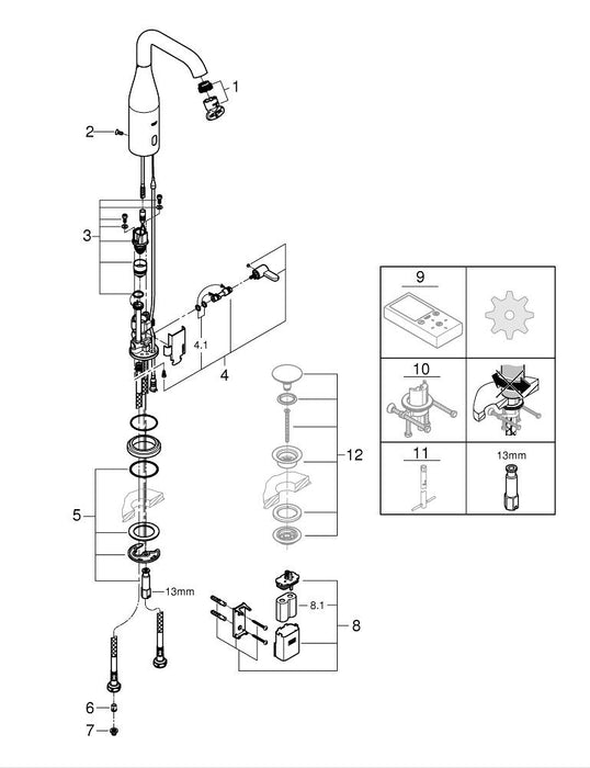 GROHE 29 193 DL1 ESSENCE Monomando de lavabo mural 1/2" tamaño L cobre cepillado