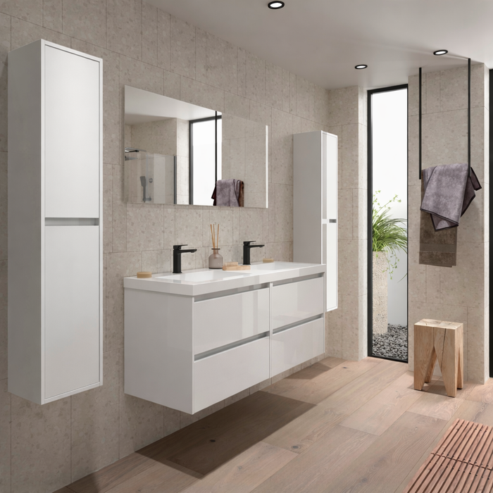 SALGAR 113307 NOJA Mueble+Lavabo+Espejo 140 cm 4 Cajones Color Blanco Satinado