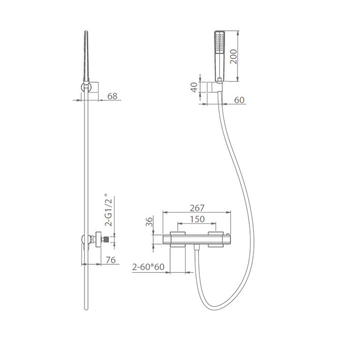 IMEX BTT064-5OC TOSCANA-AREZZO Termostatico Kit Ducha Oro Cepillado