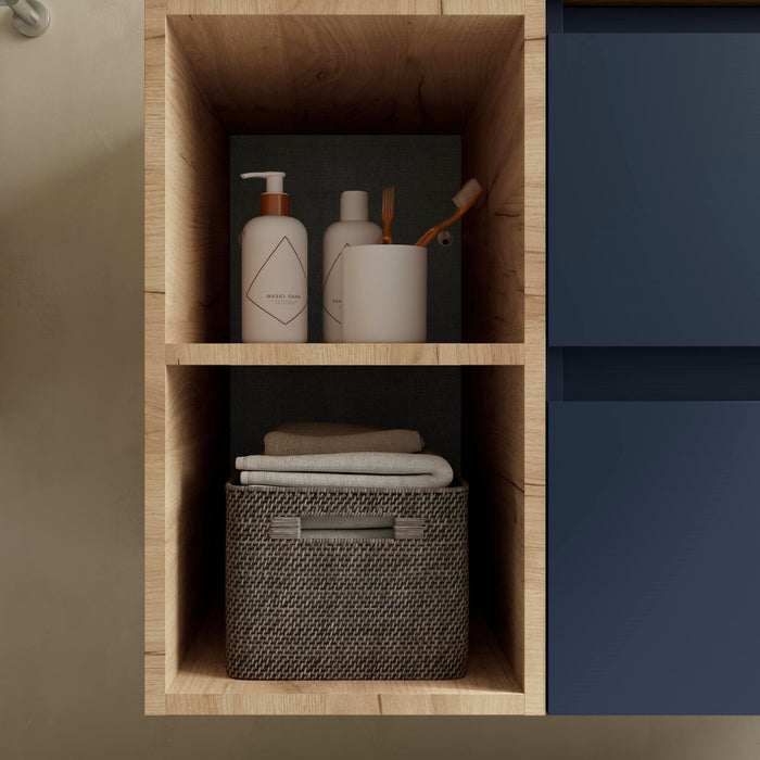 SALGAR 110551 BEQUIA Mueble de Baño con Lavabo 120 cm 2 Cajones 4 Huecos Azul Mate Roble