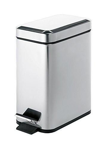 GEDY 29091300000 ARGENTA Papelera rectangular 5 litros con pedal Cromo Brillo