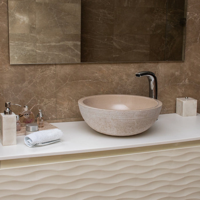 FORZINI FZ-BG/VB-MB-112 PLUTO Lavabo redondo de marmol  Beige
