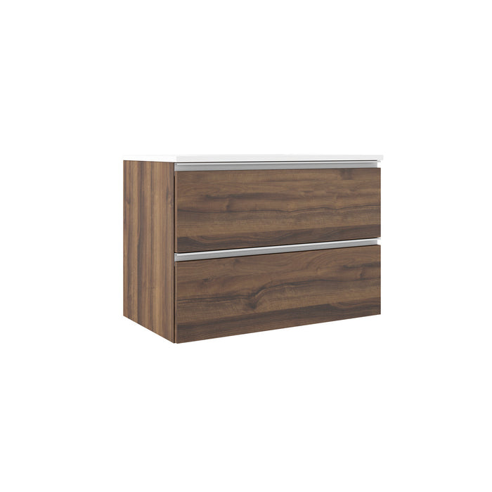 VISOBATH GRANADA Complete Set Wall Hung Bathroom Cabinet 2 Drawers Valenti Color White Handle