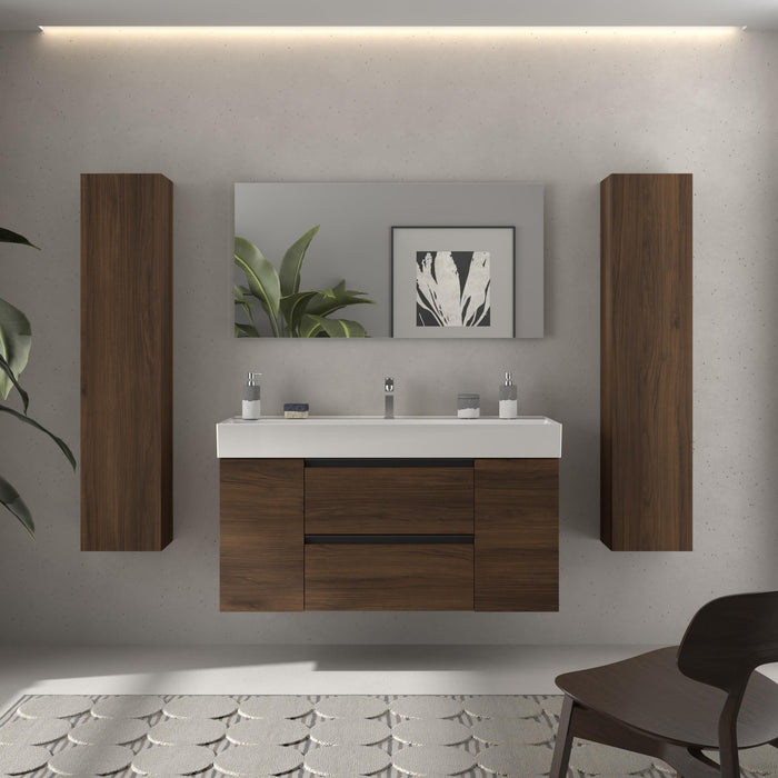 SALGAR 116054 BEQUIA PLUS METAL Mueble de Baño 1 poza Porcelana 120cm Nogal