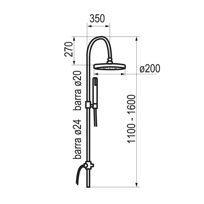 PRESTO 269300 Columna con rociador y accesorios minimalista para grupo de ducha Cromo