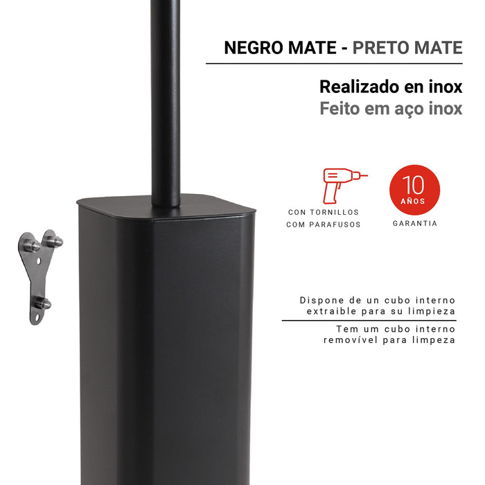 GEDY 13340314000 JACK Escobillero de pared negro mate