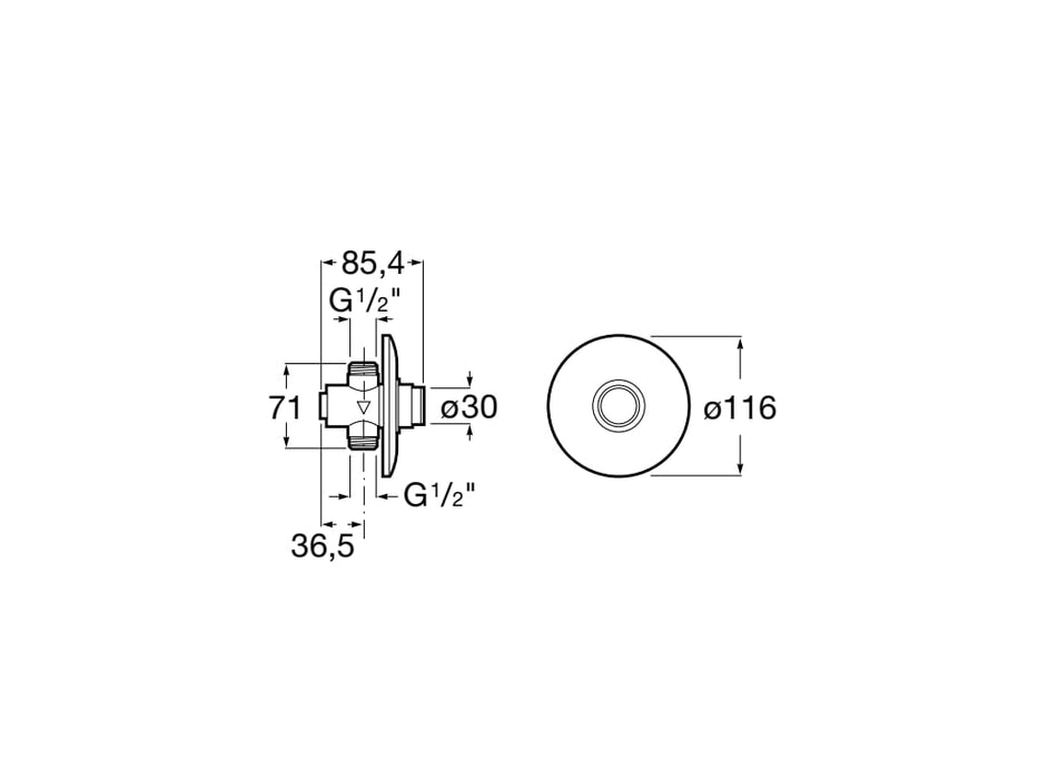 ROCA A5A9077C00 INSTANT Straight Inline Tap Timed Flow Built-in for Urinal with Round Chrome Rosette