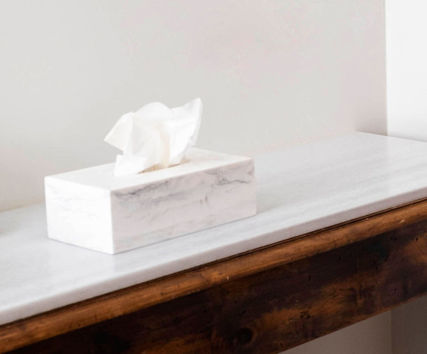 ANDREA HOUSE BA17156 Caja Para Pañuelos De Mármol Blanca