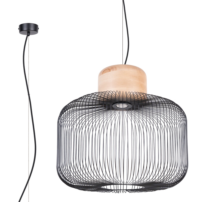 SOLLUX SL.1848 Lámpara colgante GABBIA 55 negro/madera natural