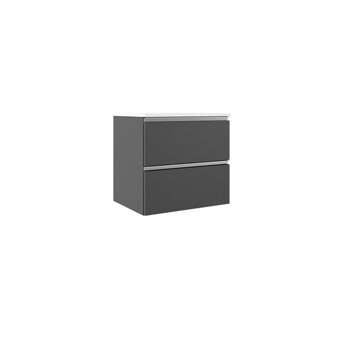 VISOBATH GRANADA Mueble de Baño con Lavabo Suspendido 2 Cajones Color Gris Ceniza Tirador Aluminio