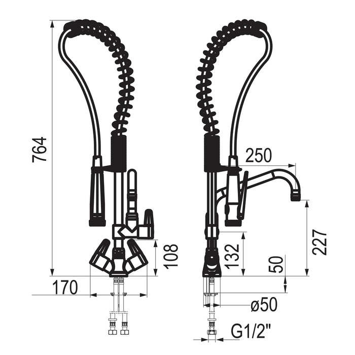 PRESTO 70830 Columna industrial mezcladora bimando Cromo