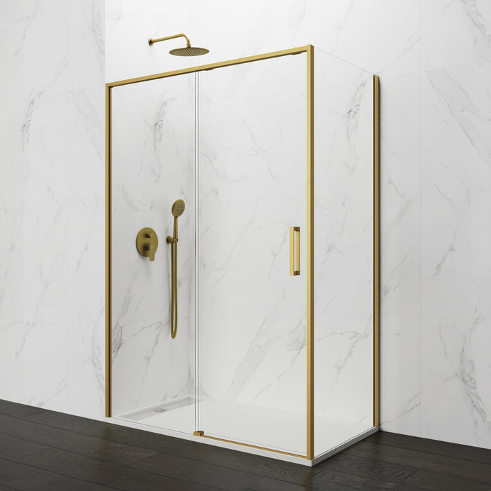 GME TWENTY Mampara Lateral Fijo Ducha 2F+1C Oro Transparente