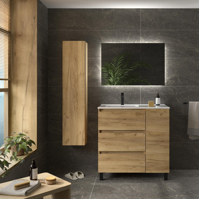 SALGAR 117494 BEQUIA PLUS Mueble de Baño 1 poza Porcelana 110cm Roble